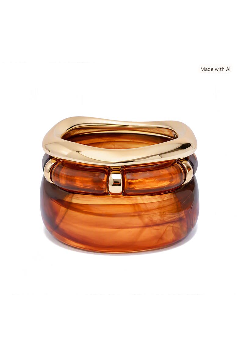 Amber Glow Set of 3 Bangles, Main, color, BROWN
