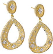 BY ADINA EDEN Two Tone Pearled Open Pear Drop Earring