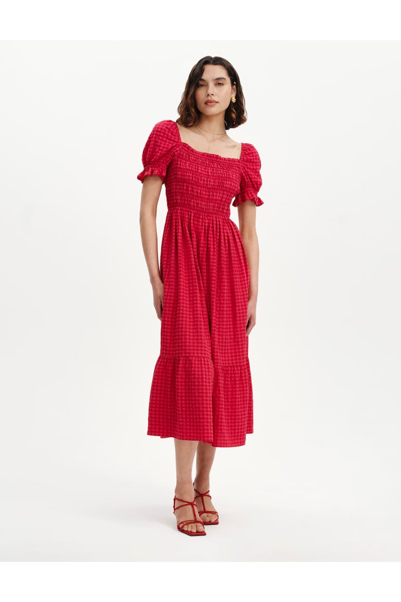 Petite Dawn Square Neck Midi Dress, Main, color, Pink