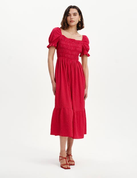 Dawn Short Sleeve Square Neck Midi Dress