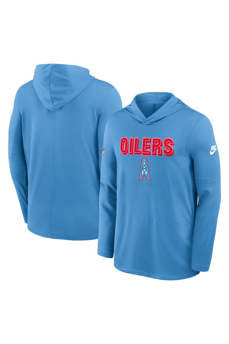 Men's Nike Light Blue Tennessee Titans Oilers Throwback Alt Pack Performance Long Sleeve Hoodie T-Shirt, Alternate, color, Light Blue