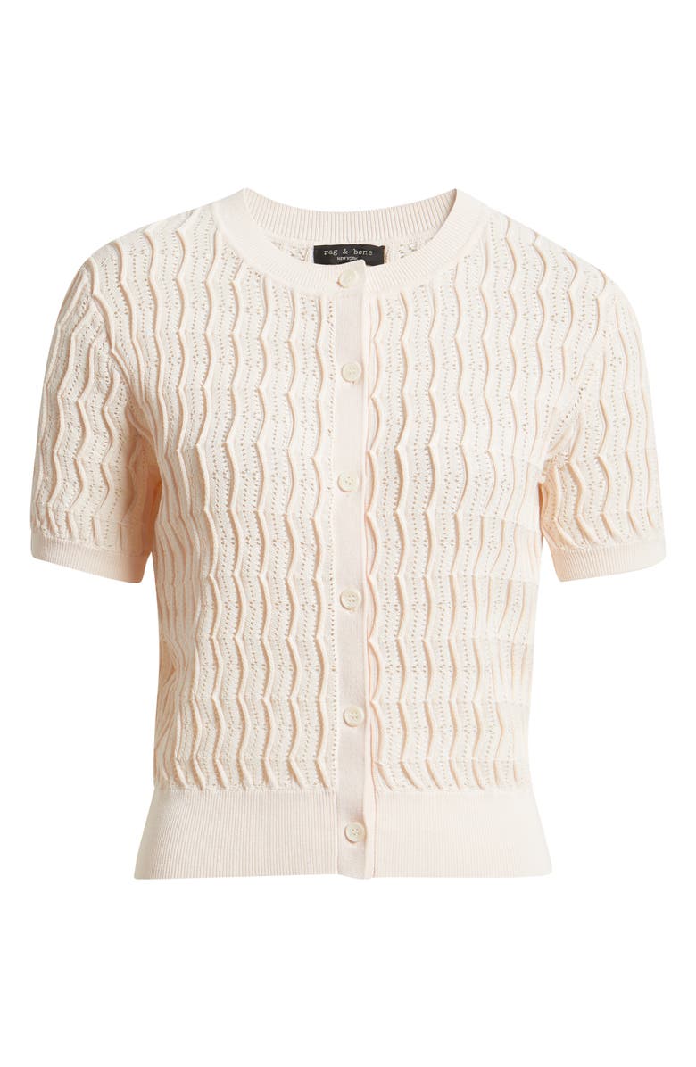 rag & bone Leslie Wave Pointelle Knit Cardigan, Alternate, color, Light Pink