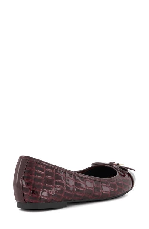 Dune London Hallo Snake Embossed Ballet Flat In Burgundy