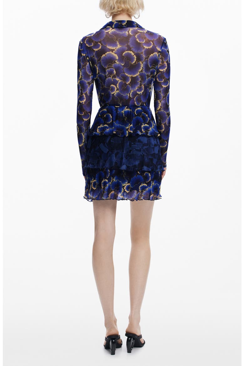 Floral Print Long Sleeve Minidress, Alternate, color, NAVY BLUE