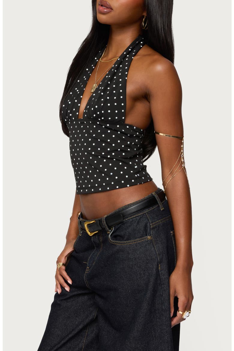 Blaire Polka Dot Halter Top, Alternate, color, BLACK-AND-WHITE