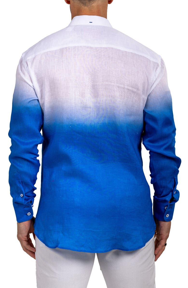 Maceoo Eins Marthy Contemporary Fit Linen Button-Up Shirt, Alternate, color, Blue