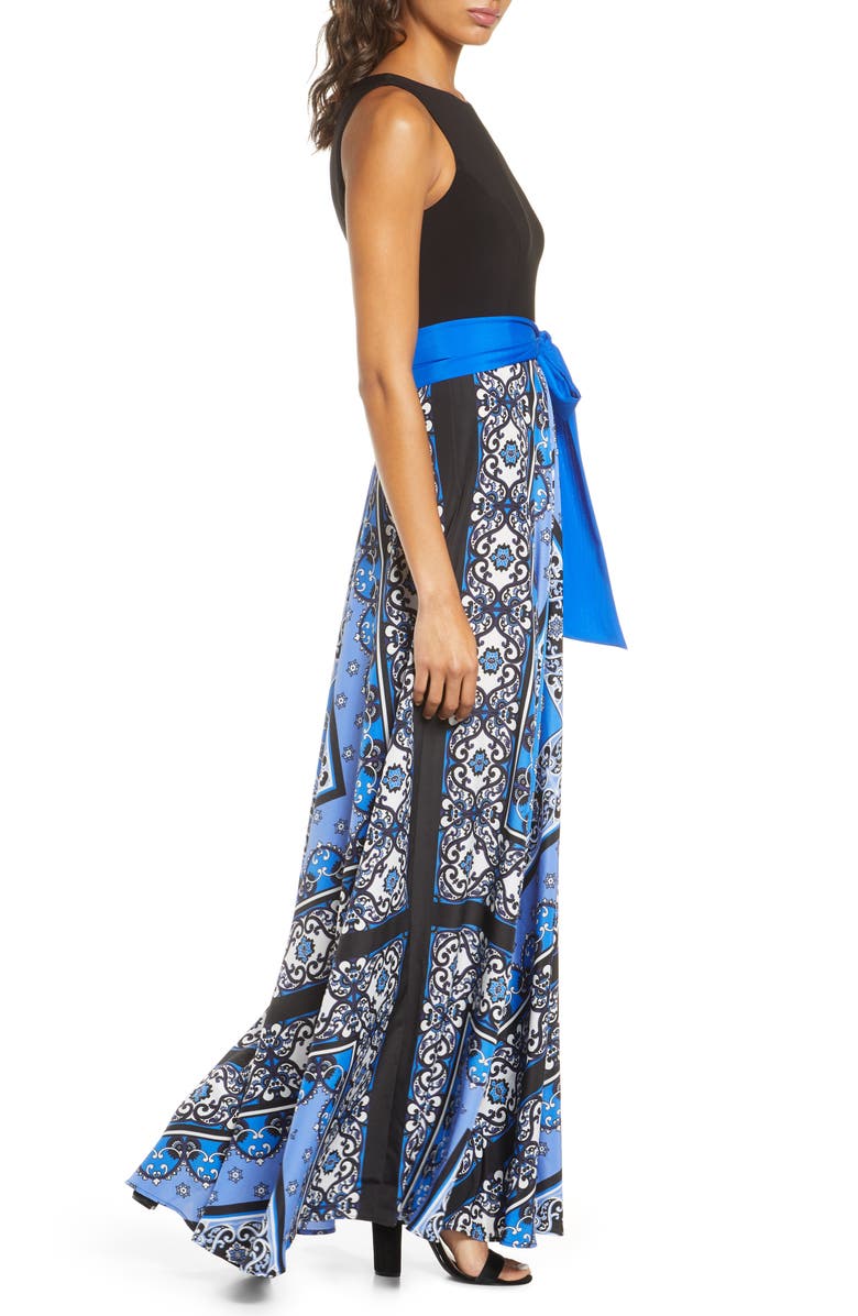 Eliza J Scarf Print Sleeveless Maxi Dress, Alternate, color,