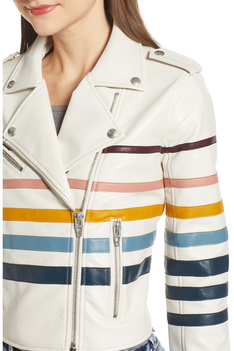 Multistripe Faux Leather Jacket, Alternate, color, RISE AND SHINE