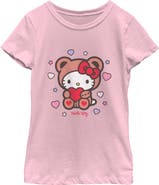 Hello Kitty Girl's Hello Kitty Cute Valentine Bear  Graphic T-Shirt