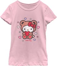 Hello Kitty Girl's Hello Kitty Cute Valentine Bear  Graphic T-Shirt