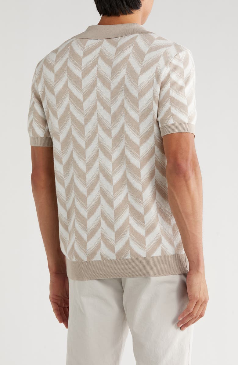 Elie Tahari Johnny Collar Cotton & Silk Polo, Alternate, color, Beige/ Ivory