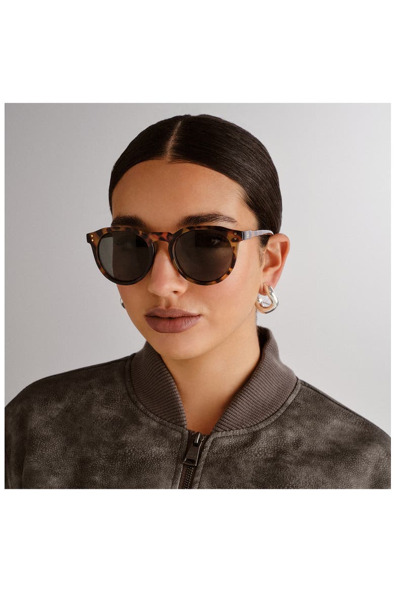 Nucleus V2 53mm Round Sunglasses, Alternate, color, DARK TORT/KHAKI TINT