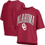 PRESSBOX Women's Pressbox Crimson Oklahoma Sooners Nelson Arch Over Logo Waist Length Oversized Slub T-Shirt