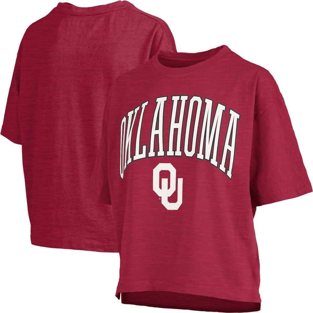 Pressbox Women's Crimson Oklahoma Sooners Nelson Arch Over Logo Waist Length Oversized Slub T-shirt In Red
