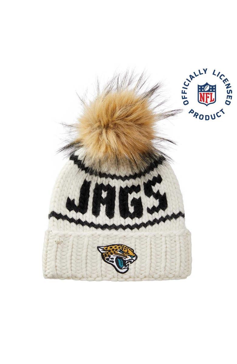 Lele Sadoughi White Jags Nfl Beanie With Faux Fur Pom, Main, color, White 100