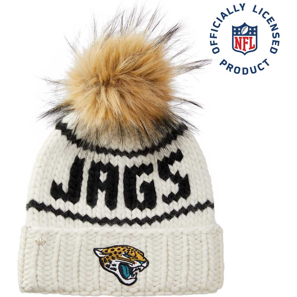 Lele Sadoughi White Jags Nfl Beanie With Faux Fur Pom In Neutral