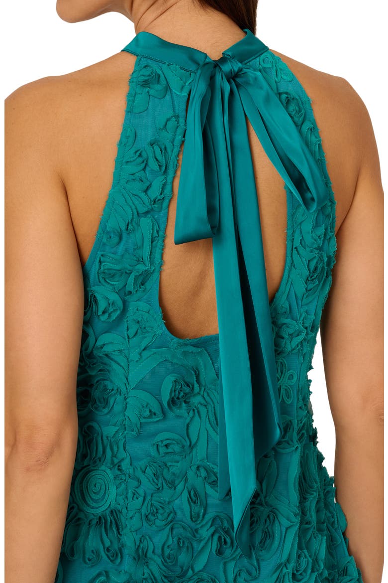 3D Flower Halter Neck Cocktail Dress, Alternate, color, TEAL LAGOON