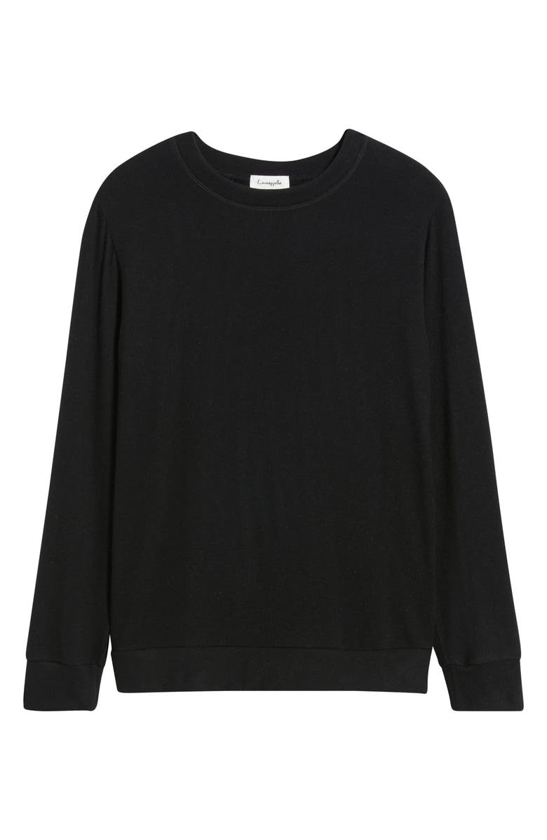 Loveappella Brushed Jersey Crewneck Top, Alternate, color, Black