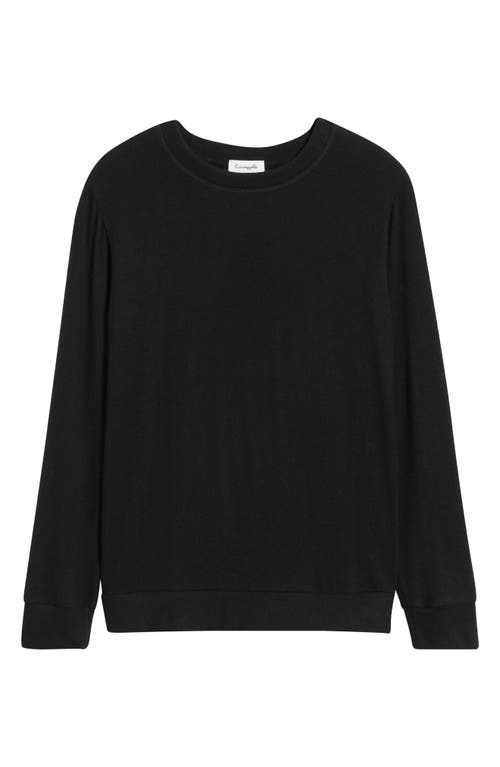 Loveappella Brushed Jersey Crewneck Top In Black