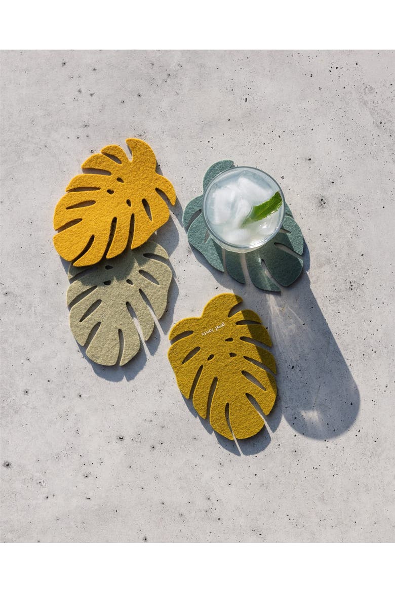 Merino Wool Monstera Coaster Multi 4 Pack, Alternate, color, Jungle