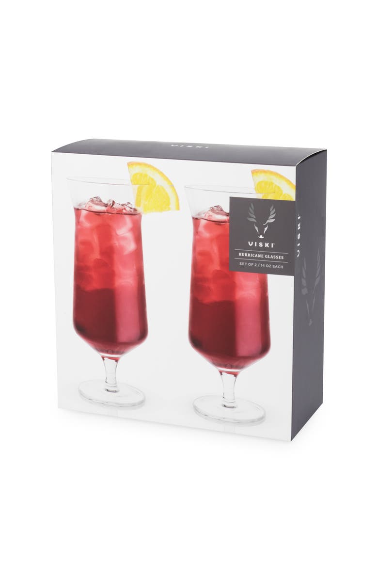 Viski Raye Crystal Angled Hurricane Glasses Set of 2, Alternate, color, Clear