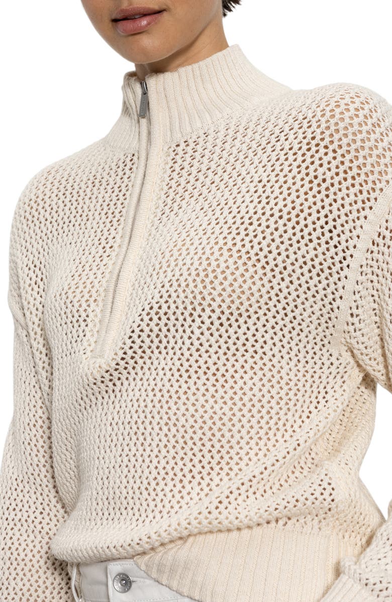 Sanctuary Open Stitch Half-Zip Cotton Sweater, Alternate, color, Eco Natura