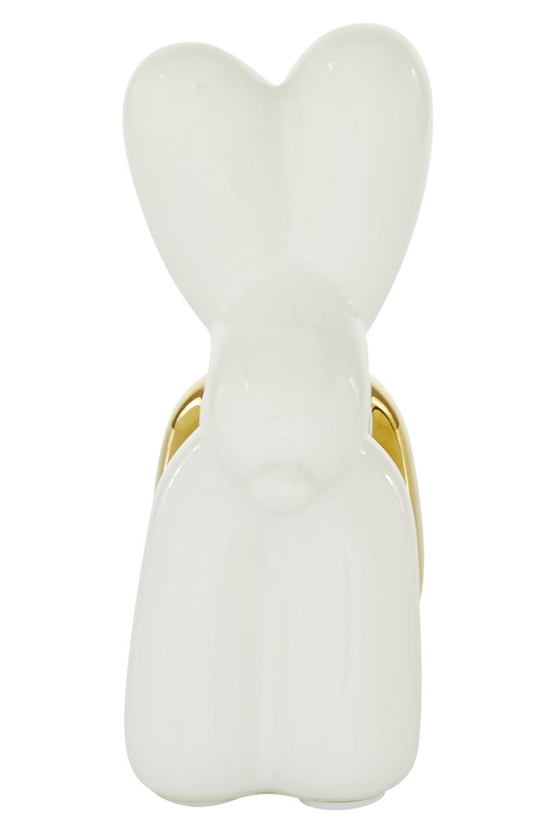 White Ceramic Balloon Dog Sculpture, Alternate, color, GOLD
