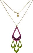 Toolally Feather Drop Pendant - Pink Mirror & Lime Zest