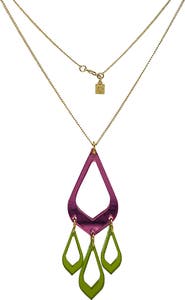 Toolally Feather Drop Pendant - Pink Mirror & Lime Zest
