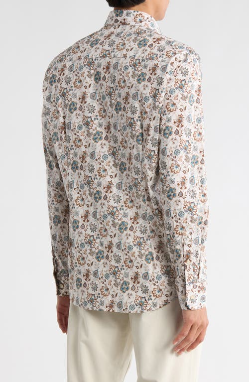 Jack Victor Aberdeen Stretch Cotton Dress Shirt In Brown