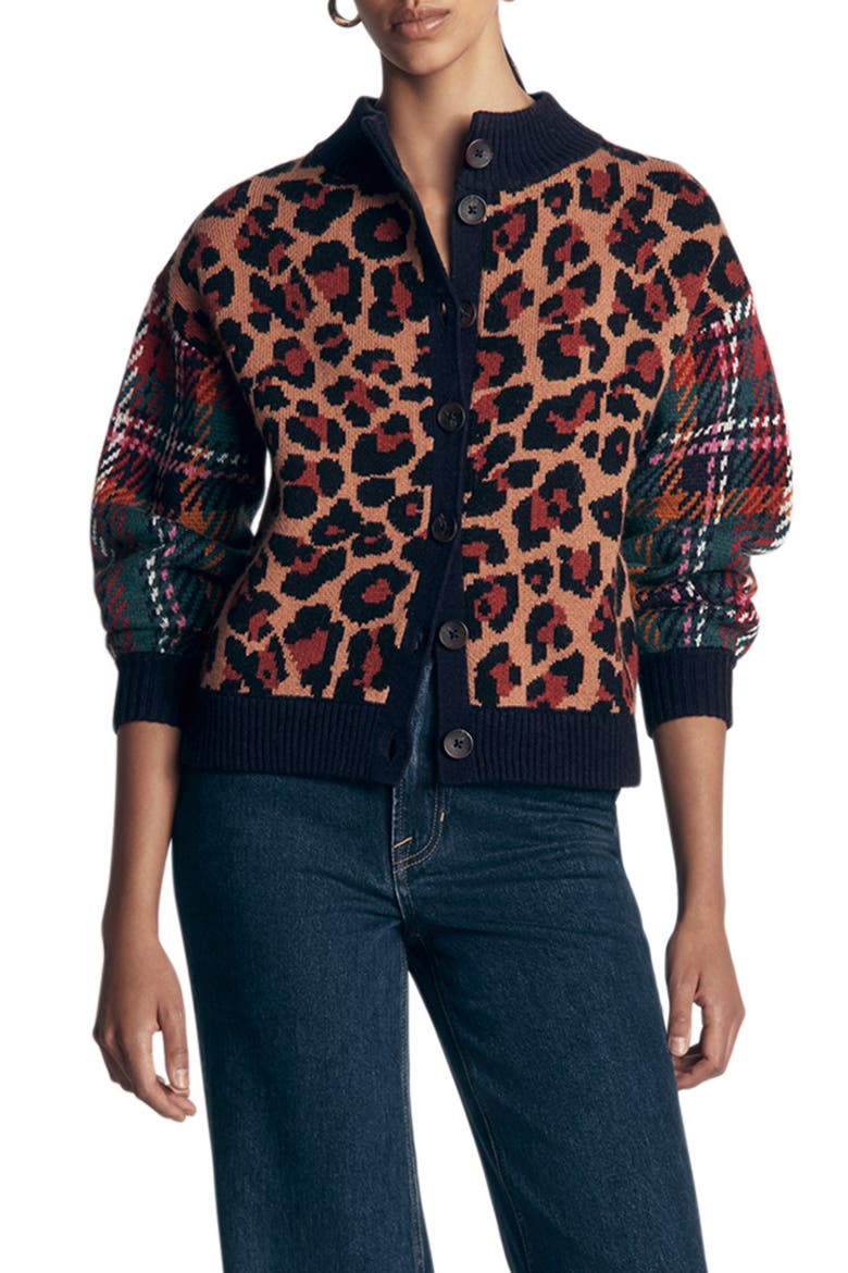 Jemma Jacquard Cardigan, Main, color, LEOPARD HOTCH