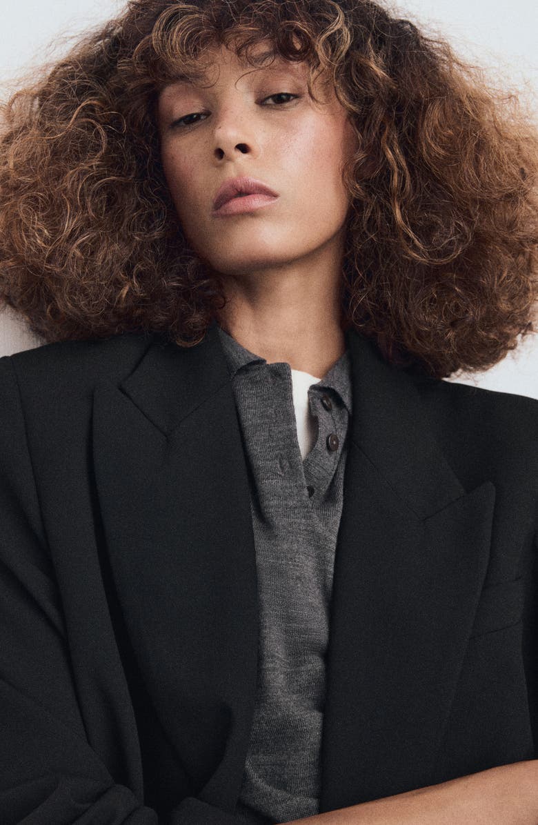 MANGO Straight Fit One-Button Suit Blazer, Alternate, color, Black