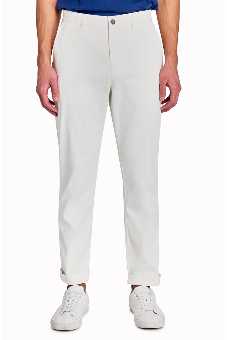 Slim Fit Solid Cotton Stretch Flat Front Pants, Main, color, WHITE