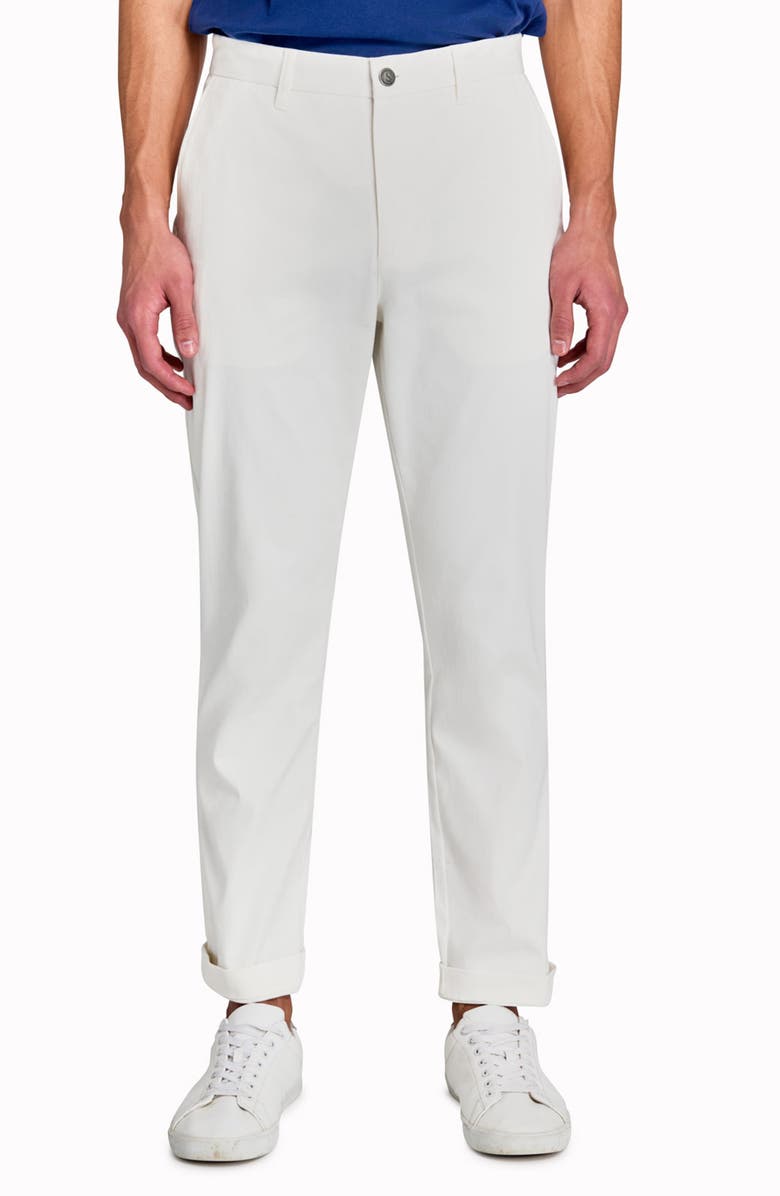 CONSTRUCT Slim Fit Solid Cotton Stretch Flat Front Pants, Main, color, White