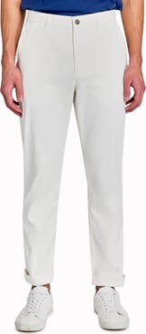 CONSTRUCT Slim Fit Solid Cotton Stretch Flat Front Pants