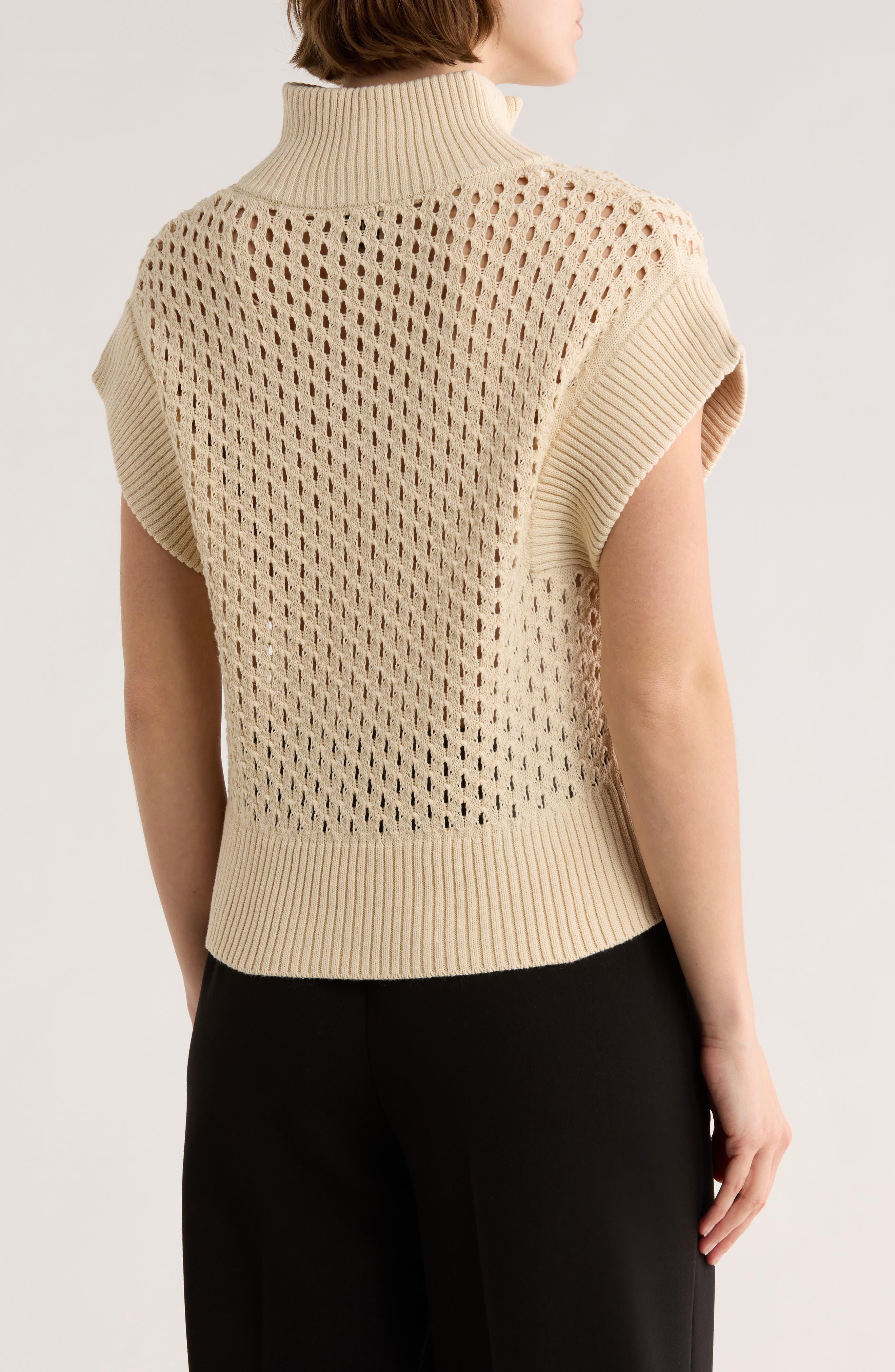 Open Stitch Sleeveless Quarter Zip Sweater - image 2