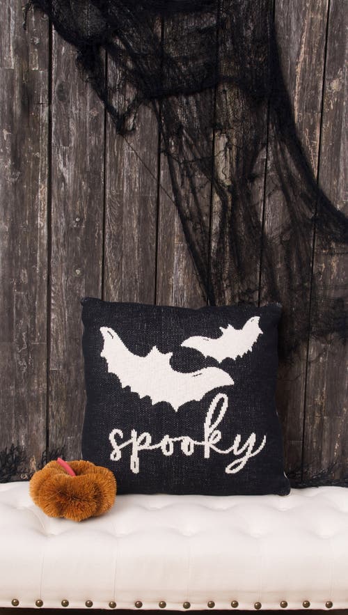 C & F Home C&f Home Bats Reversible Halloween Knitted Pillow, 20" X 20" In Black