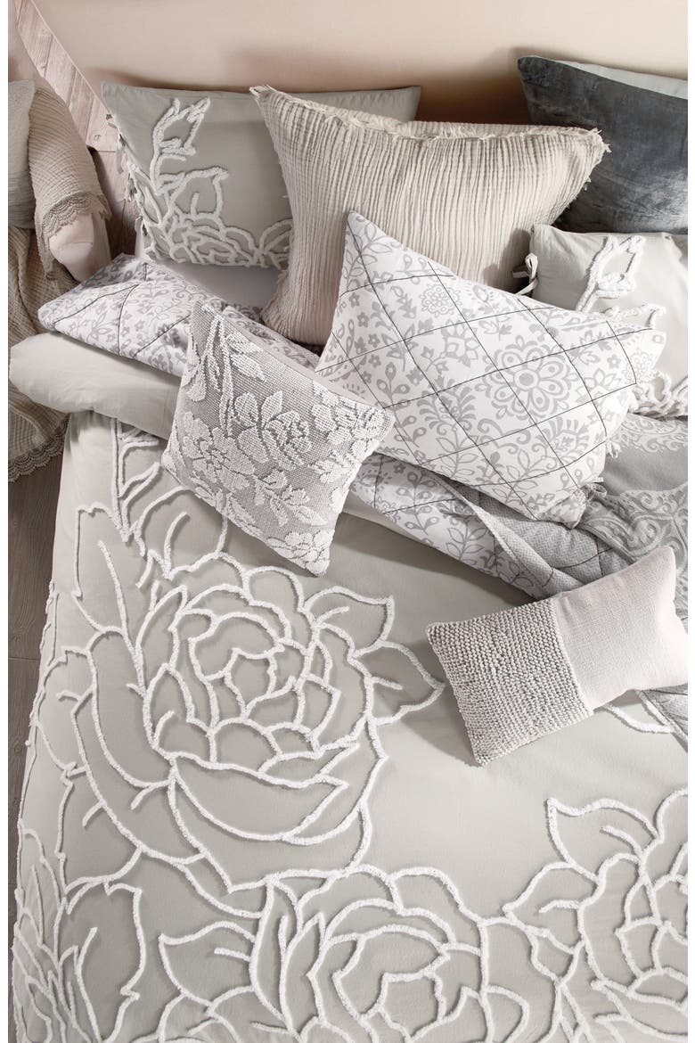 Chenille Rose Comforter & Sham Set, Alternate, color, GREY