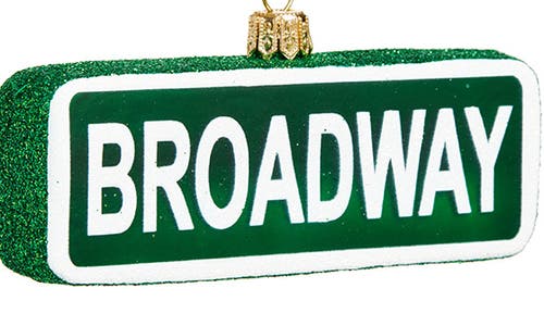 The Whitehurst Company Broadway Street Sign Glass Ornament In Multi
