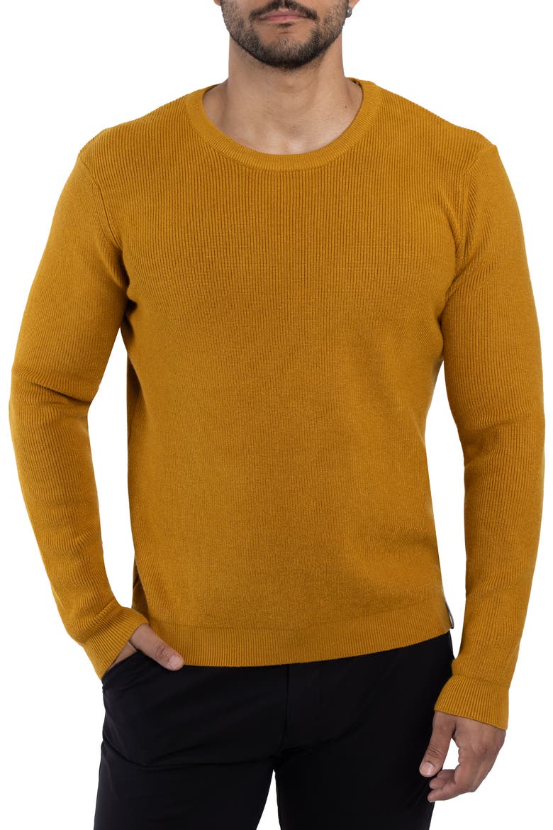 Ribbed Crewneck Sweater, Main, color, MUSTARD