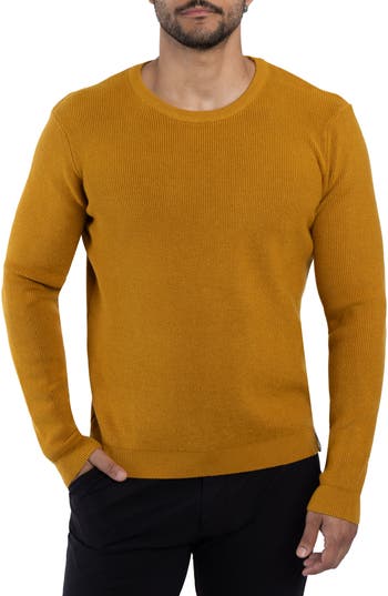 Spring + Mercer Ribbed Crewneck Sweater In Mustard