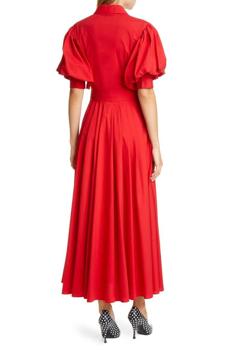 Puff Sleeve Shirtdress, Alternate, color, CRIMSON