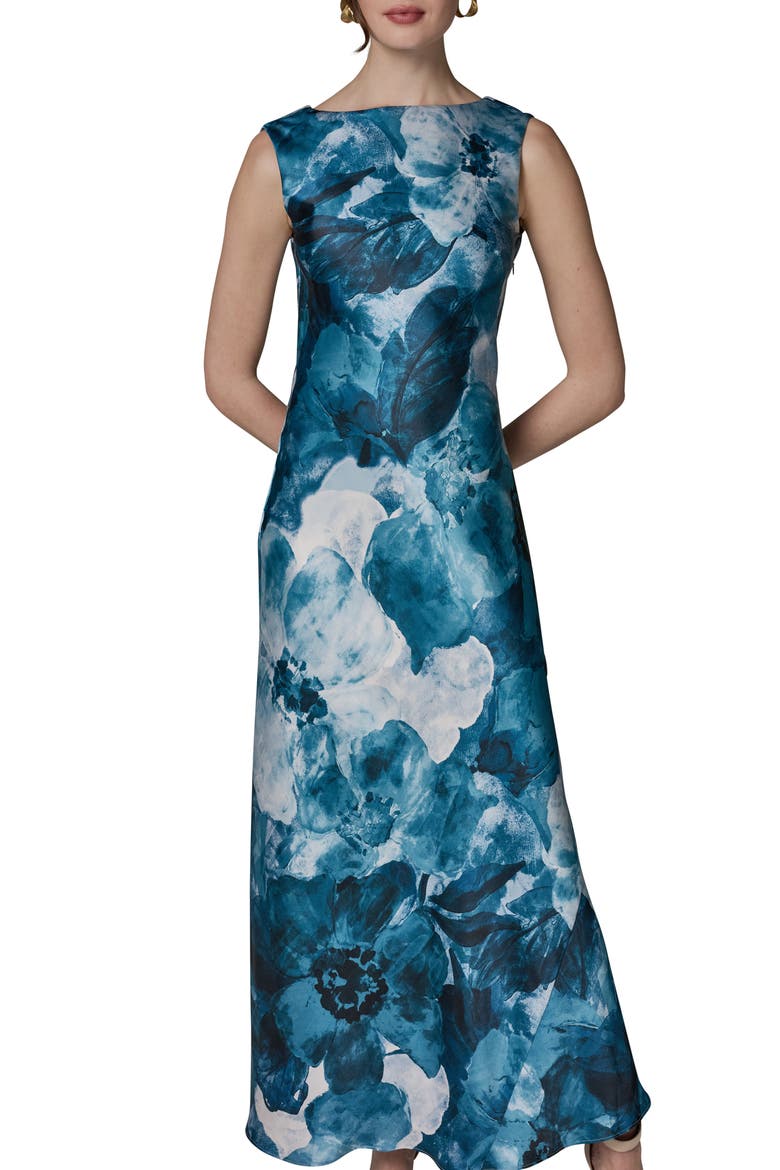 Abstract Floral Cowl Back Gown, Main, color, NIGHTFLL MULTI