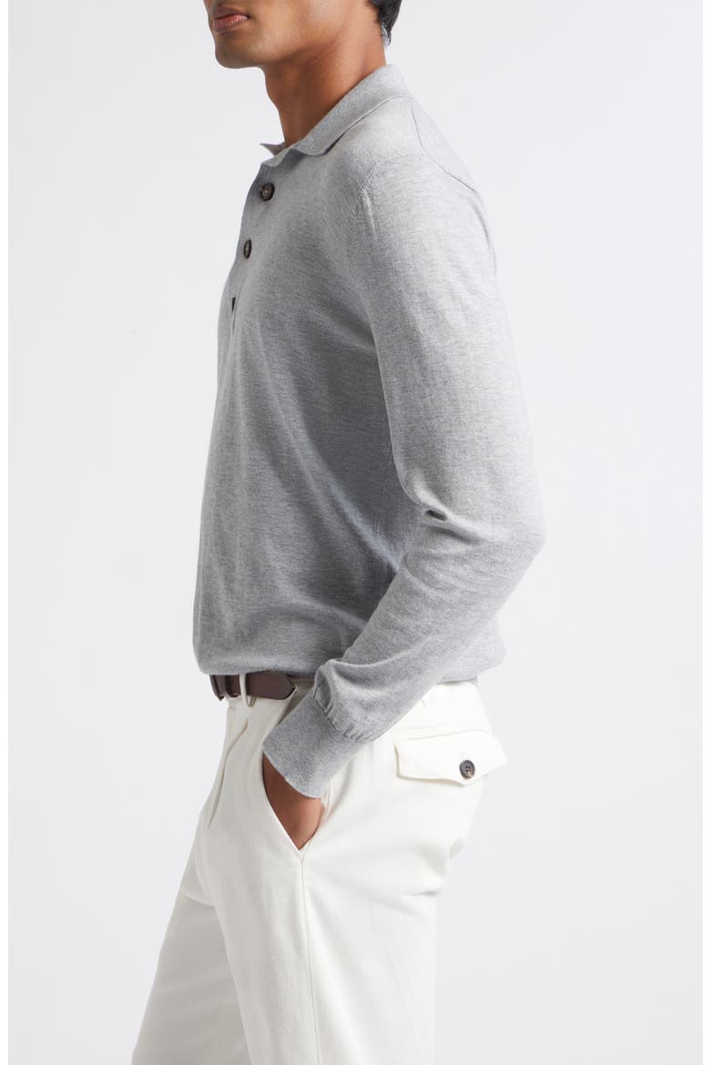 Cotton & Cashmere Long Sleeve Polo, Alternate, color, 13N LIGHT GRAY