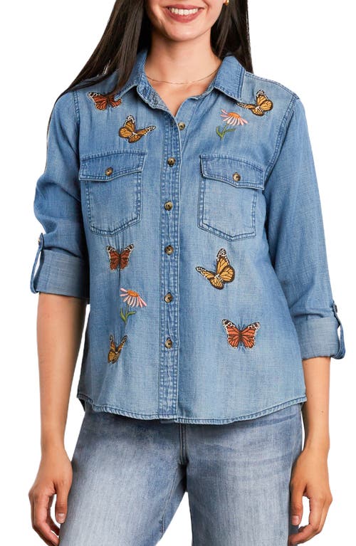 Billy T Butterfly Denim Shirt In Blue