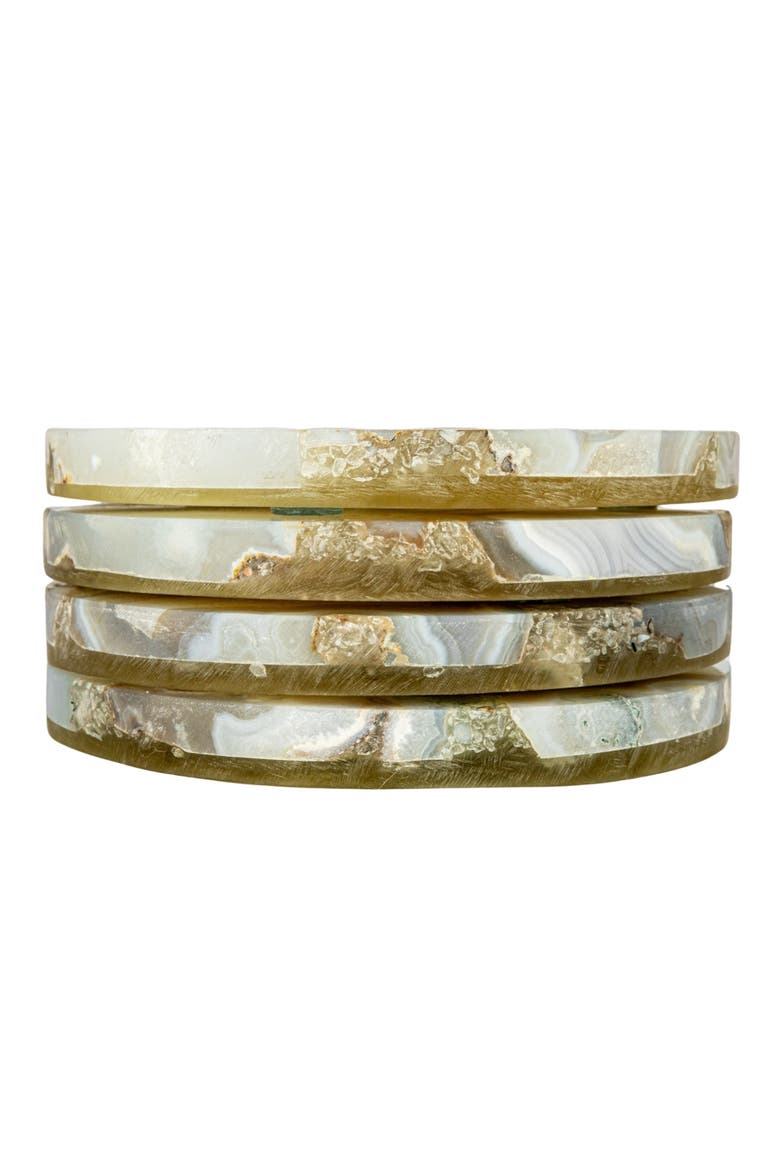 Round Agate Coasters, Multicolor, Set of 4, Alternate, color, Multicolor