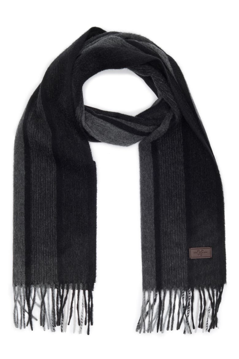 Ombré Stripe Cashmere Scarf, Main, color, BLACK