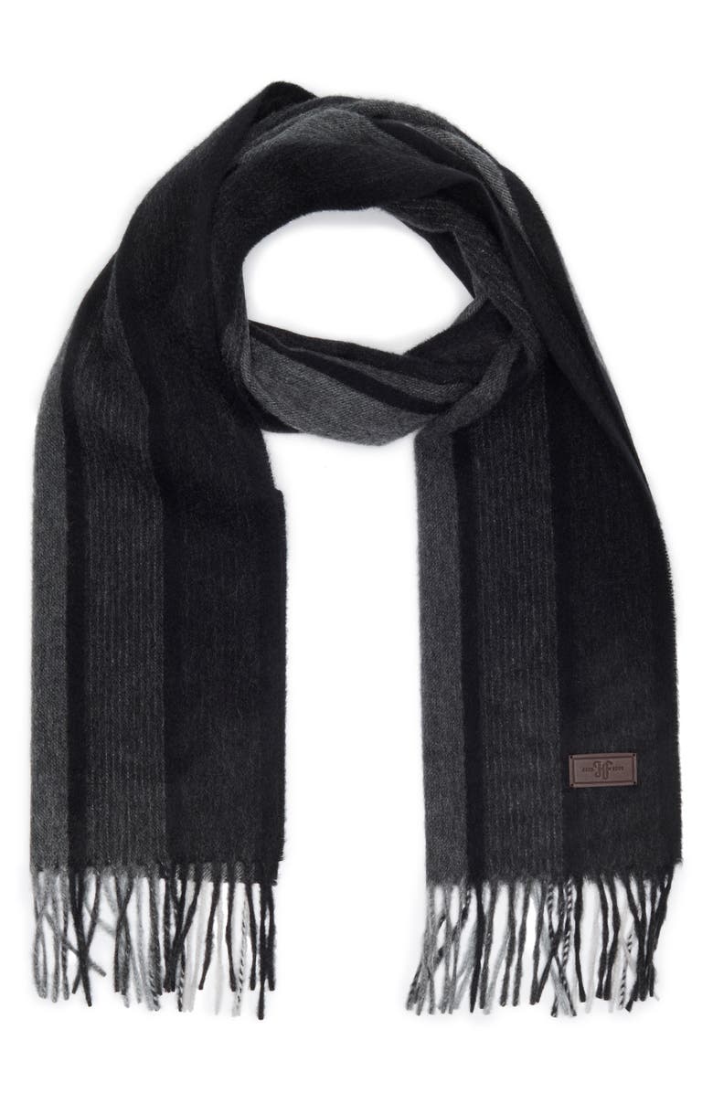 Hickey Freeman Ombré Stripe Cashmere Scarf, Main, color, Black
