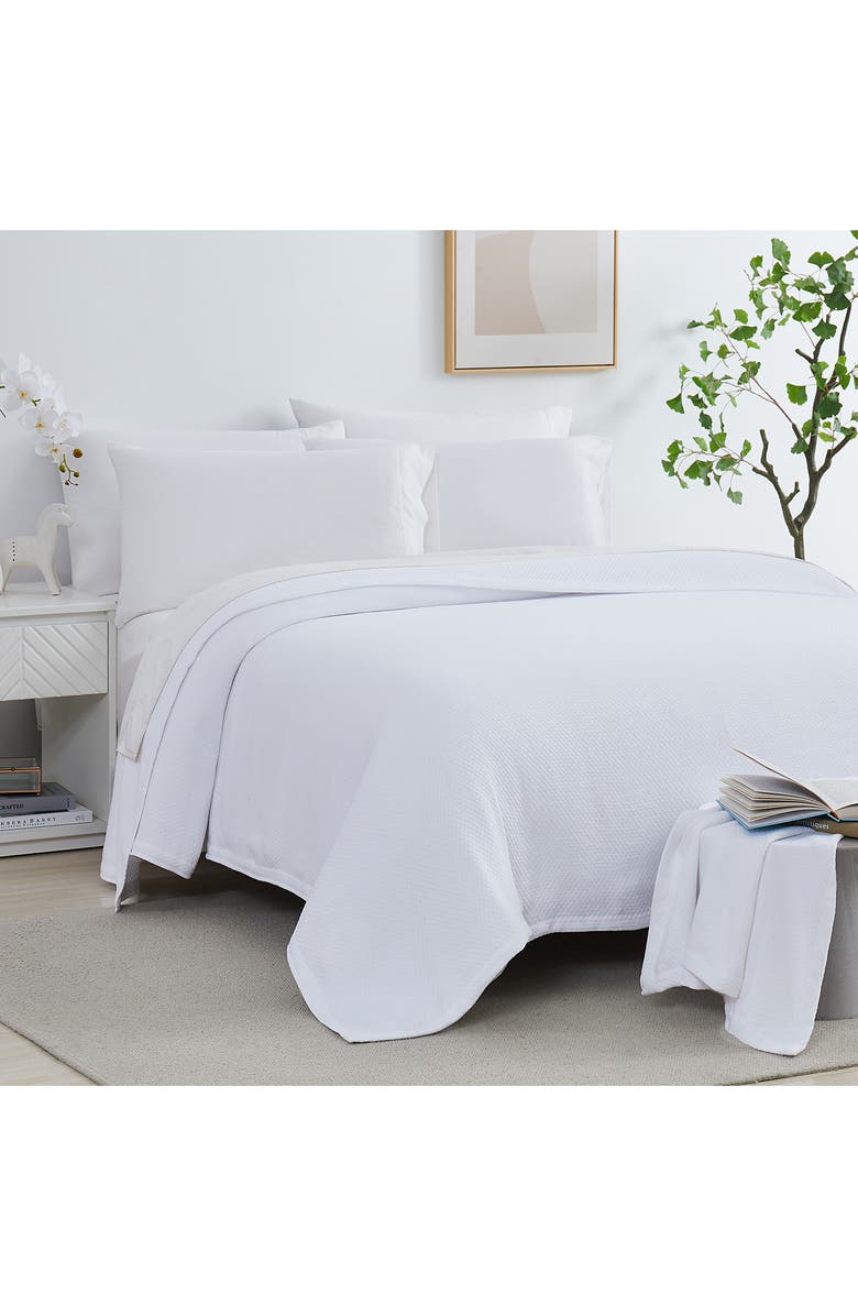 SOUTHSHORE FINE LINENS Milton Cotton Luxury Blanket, Alternate, color, White