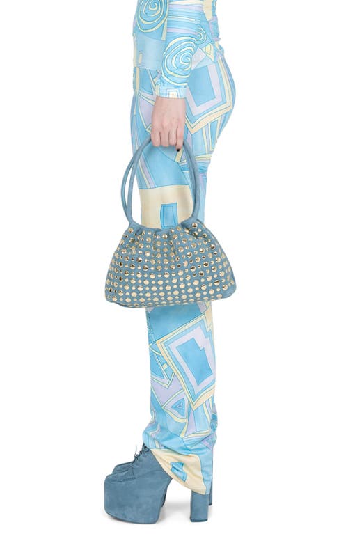 Jeffrey Campbell Lil-brat Leather Handbag In Blue Suede Gold